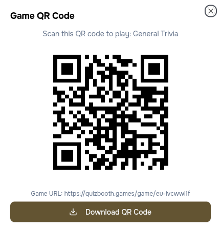 Game QR code with a shareable play link